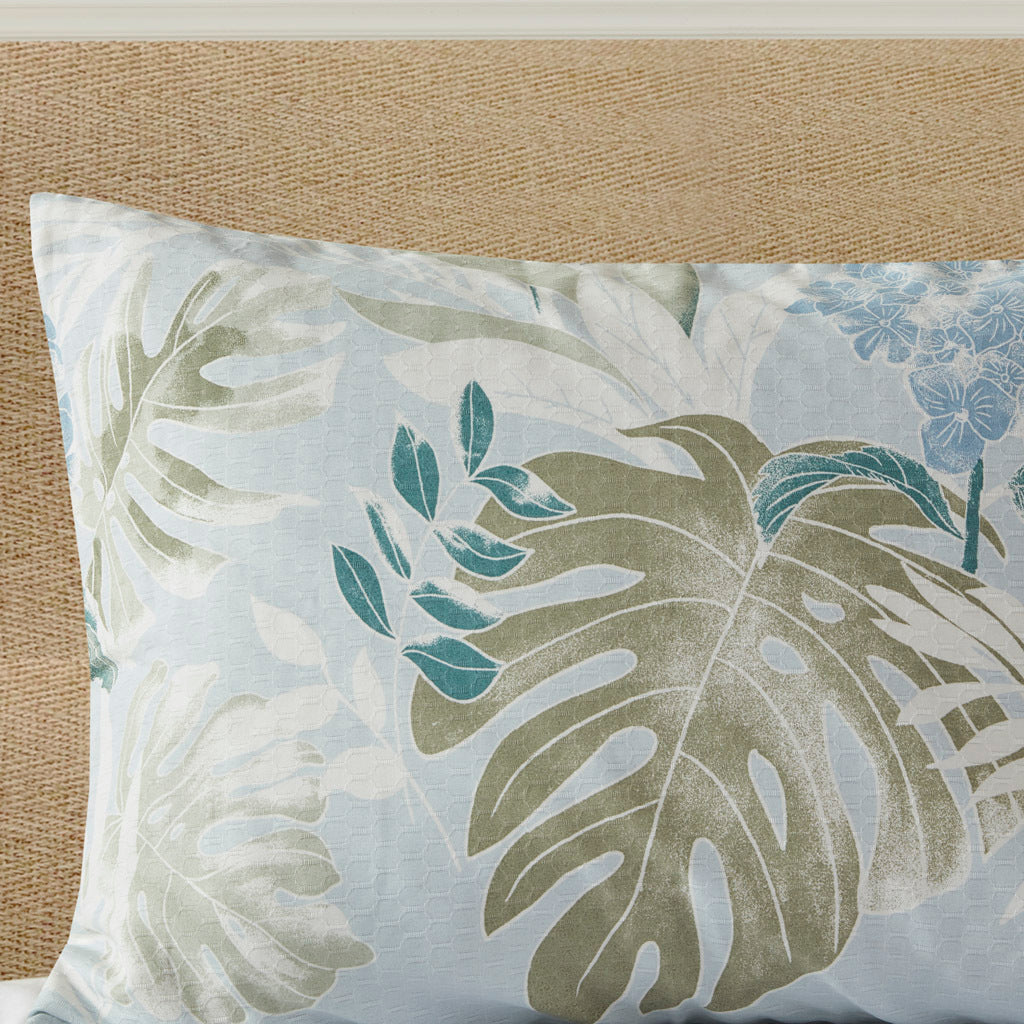 5 Piece Cotton Duvet Cover Set With Throw Pillow Blue Cotton