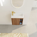 20'' Floating Wall Mounted Bathroom Vanity With White Resin Sink & Soft Close Cabinet Door Walnut 1 1 Soft Close Doors Bathroom Wall Mounted Modern Plywood Plywood