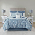 8 Piece Comforter Set Blue Polyester