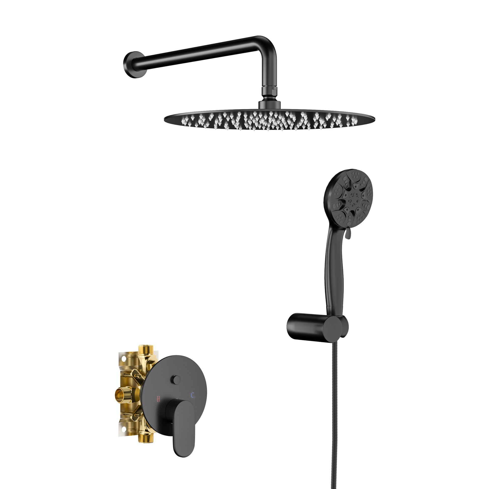 10" Rain Shower Head Systems, Dual Shower Heads, Matte Black,Wall Mounted Shower Matte Black Stainless Steel