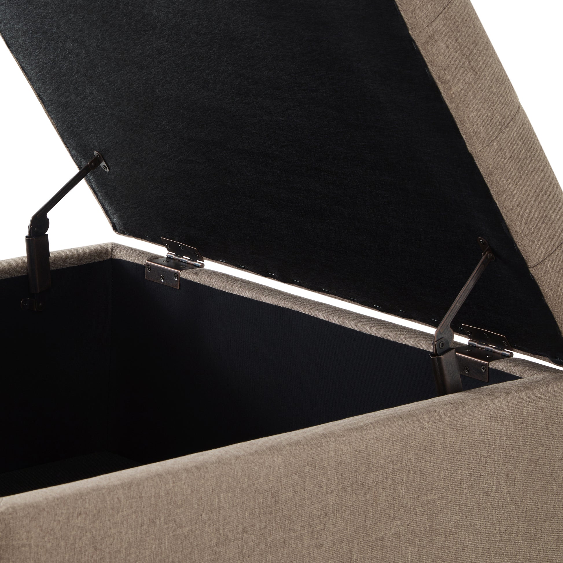 Large Square Storage Ottoman With Wooden Legs, Upholstered Button Tufted Coffee Table With Nail Trims For For Living Space,Linen Espresso Wood Primary Living Space Black Solid Rubberwood Wood With