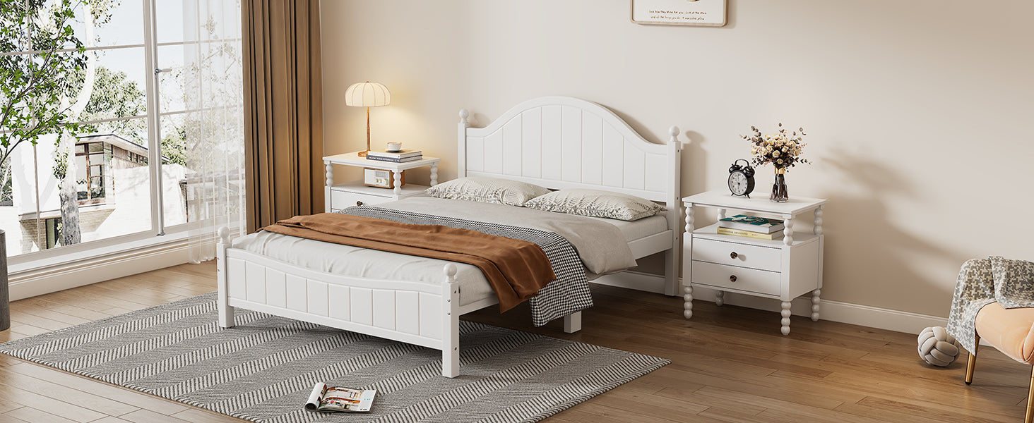 Traditional Concise Style White Solid Wood Platform Bed, No Need Box Spring, Queen Old Sku:Wf306306Aaa Queen White Wood