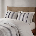 3 Piece Cotton Comforter Set Gray Navy Cotton