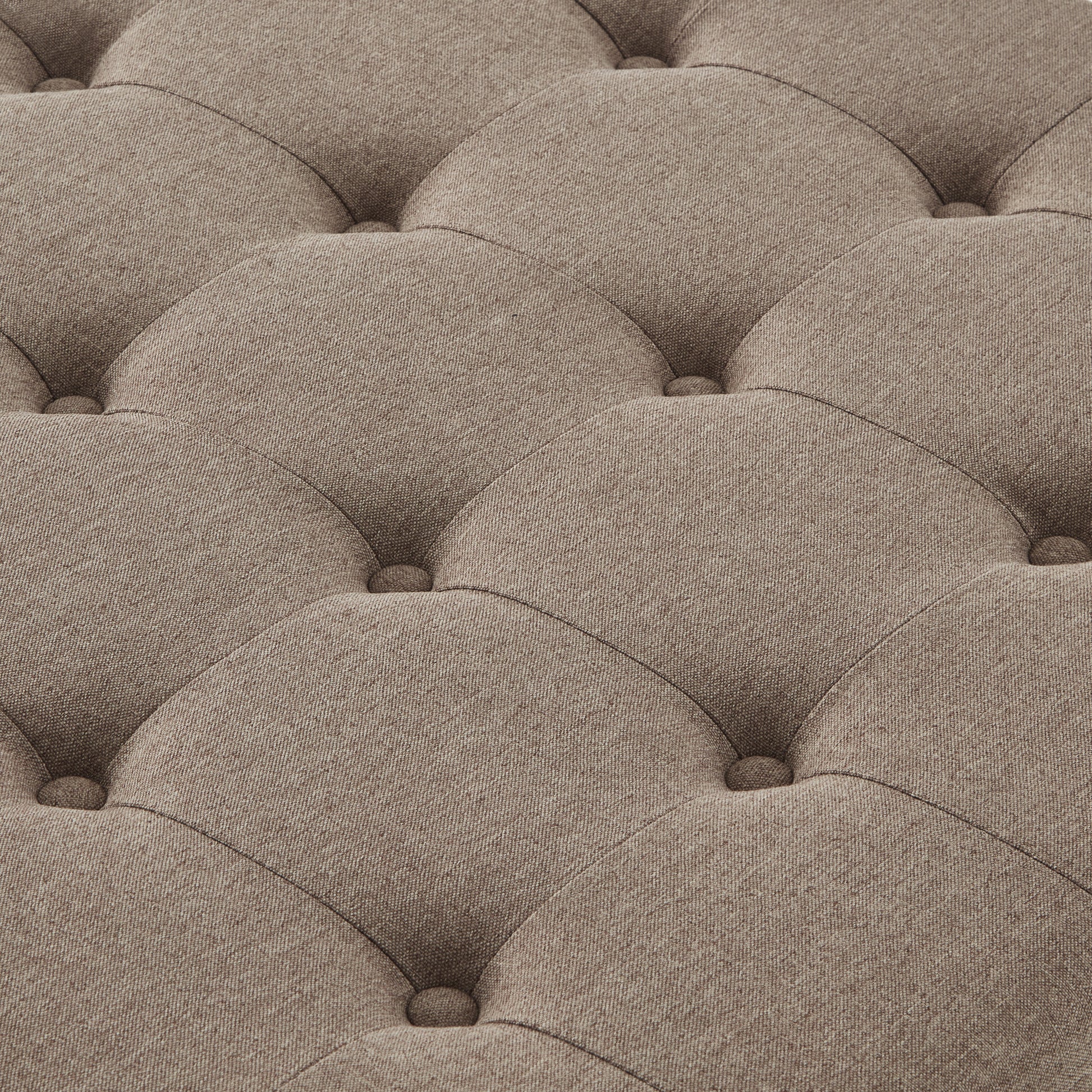 Large Square Storage Ottoman With Wooden Legs, Upholstered Button Tufted Coffee Table With Nail Trims For For Living Space,Linen Espresso Wood Primary Living Space Black Solid Rubberwood Wood With