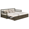 Grey 2 Drawer Daybed With Extension Trundle Box Spring Not Required Twin Xl Grey Wood Gray Bedroom Farmhouse,Rustic Pine Wood