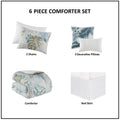 6 Piece Oversized Cotton Comforter Set With Throw Pillow Blue Cotton