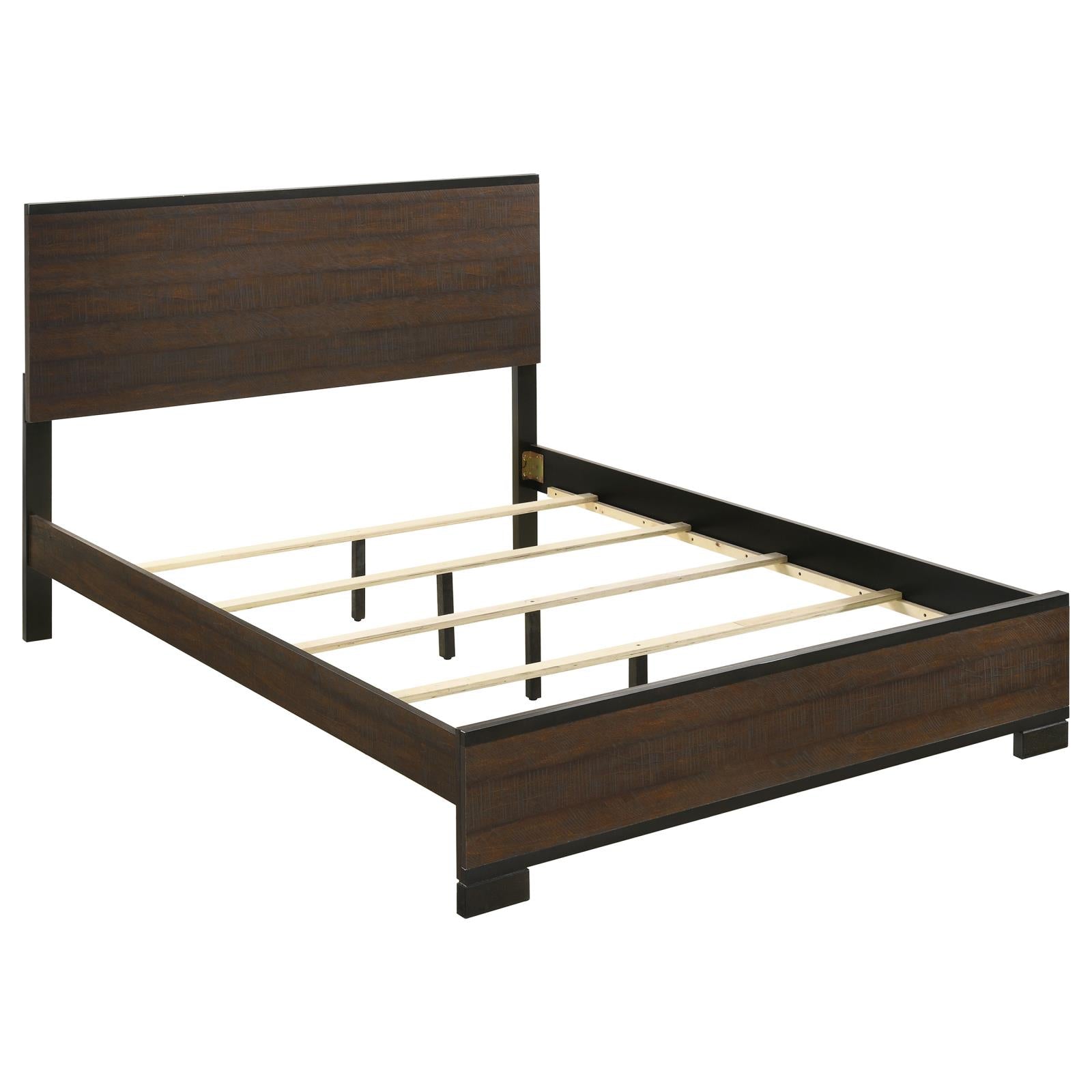 Rustic Queen Panel Bed Box Spring Required Queen Brown Wood Brown Bedroom Farmhouse,Rustic Rubberwood Panel Wood