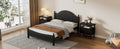 Traditional Concise Style Black Solid Wood Platform Bed, No Need Box Spring, Queen Black Wood