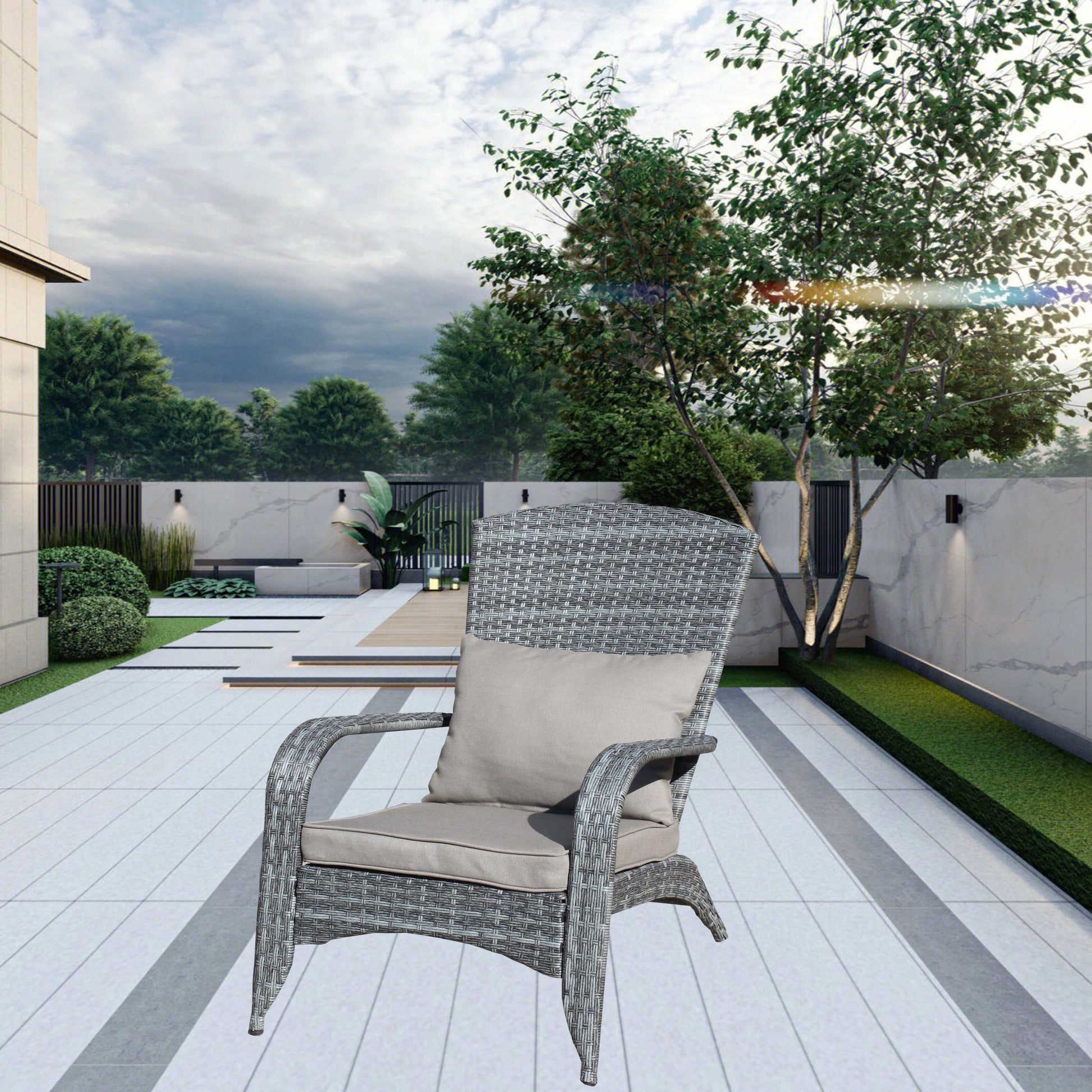 Patio Chair With Cushions Grey Cushion Grey Pe Rattan Iron Waterproof Fabric