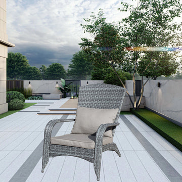Patio Chair With Cushions Grey Cushion Grey Pe Rattan Iron Waterproof Fabric