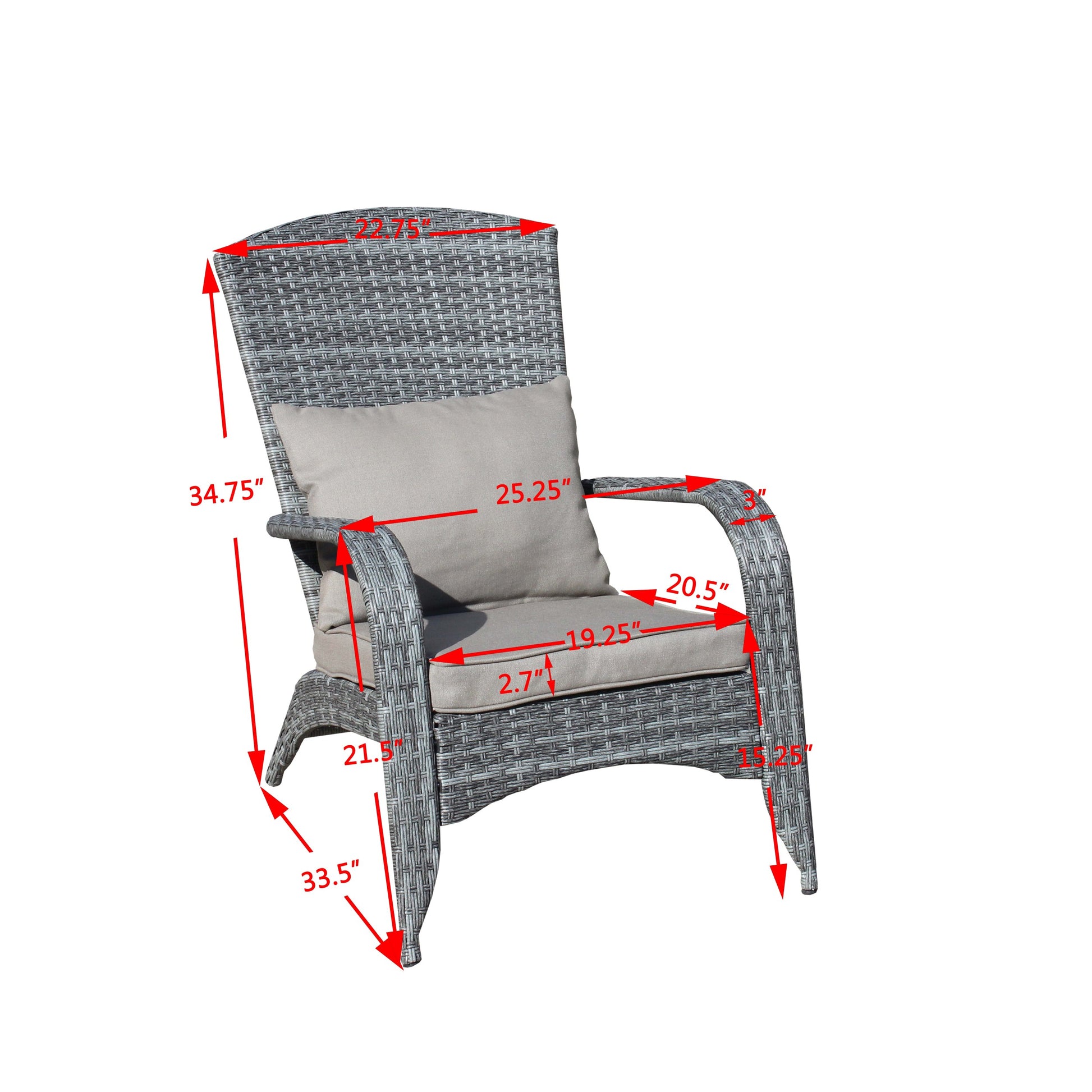 Patio Chair With Cushions Grey Cushion Grey Pe Rattan Iron Waterproof Fabric