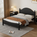 Traditional Concise Style Black Solid Wood Platform Bed, No Need Box Spring, Full Black Wood