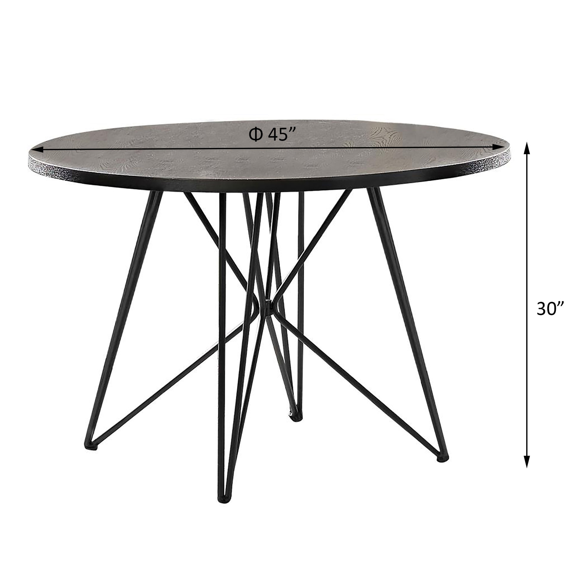 Black Stain And Gunmetal Round Dining Table With Butterfly Metal Base Black Gray Dining Room Industrial Ash Round Kitchen & Dining Tables Wood Hairpin