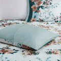 5 Piece Cotton Floral Comforter Set With Throw Pillows Teal Cotton