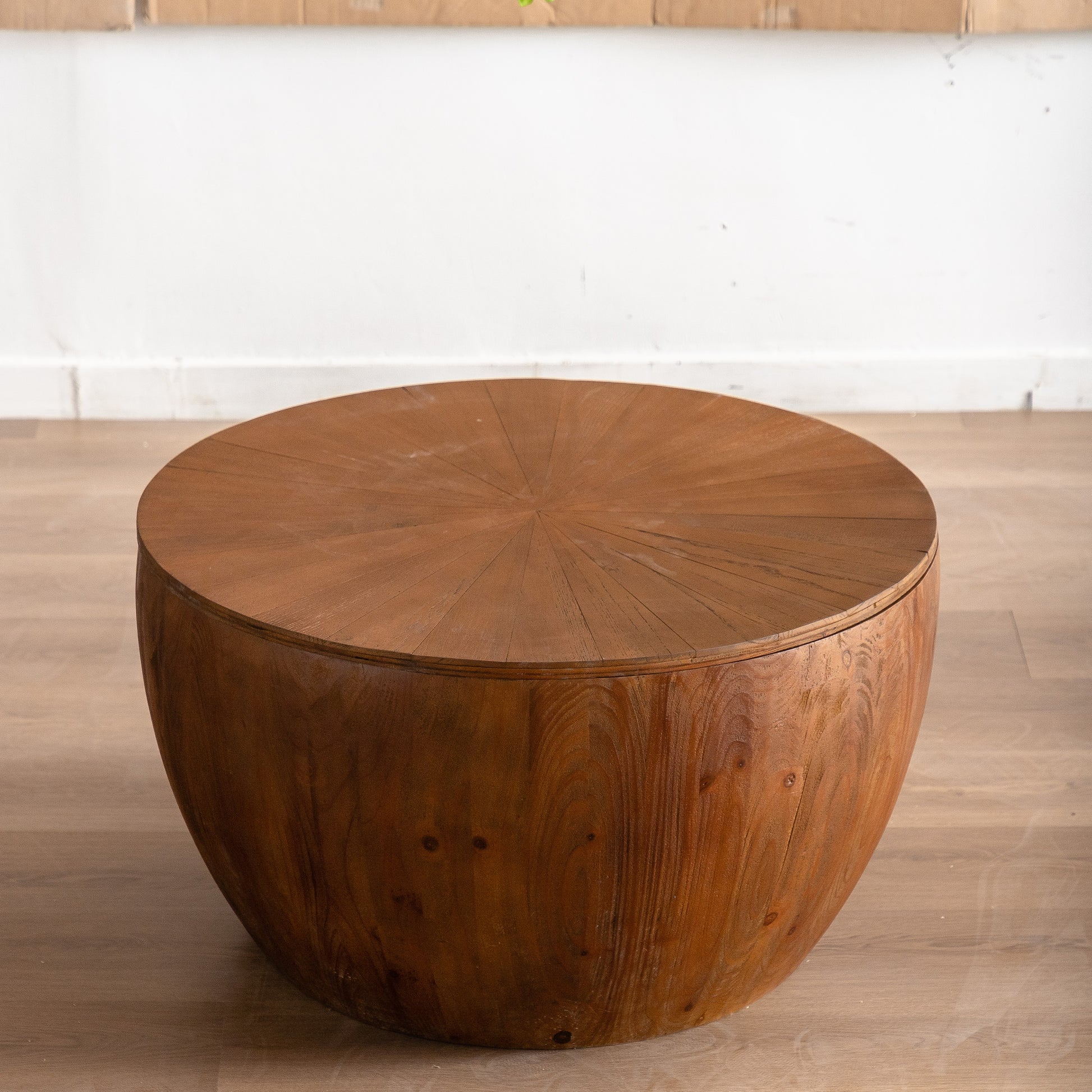 31.50"Vintage Style Bucket Shaped Coffee Table With Storage Function, For Office, Dining Room And Living Room, Brown Brown Solid Wood Mdf