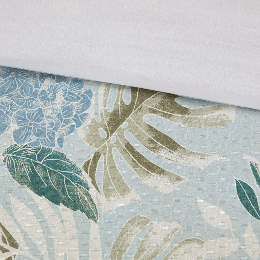 5 Piece Cotton Duvet Cover Set With Throw Pillow Blue Cotton