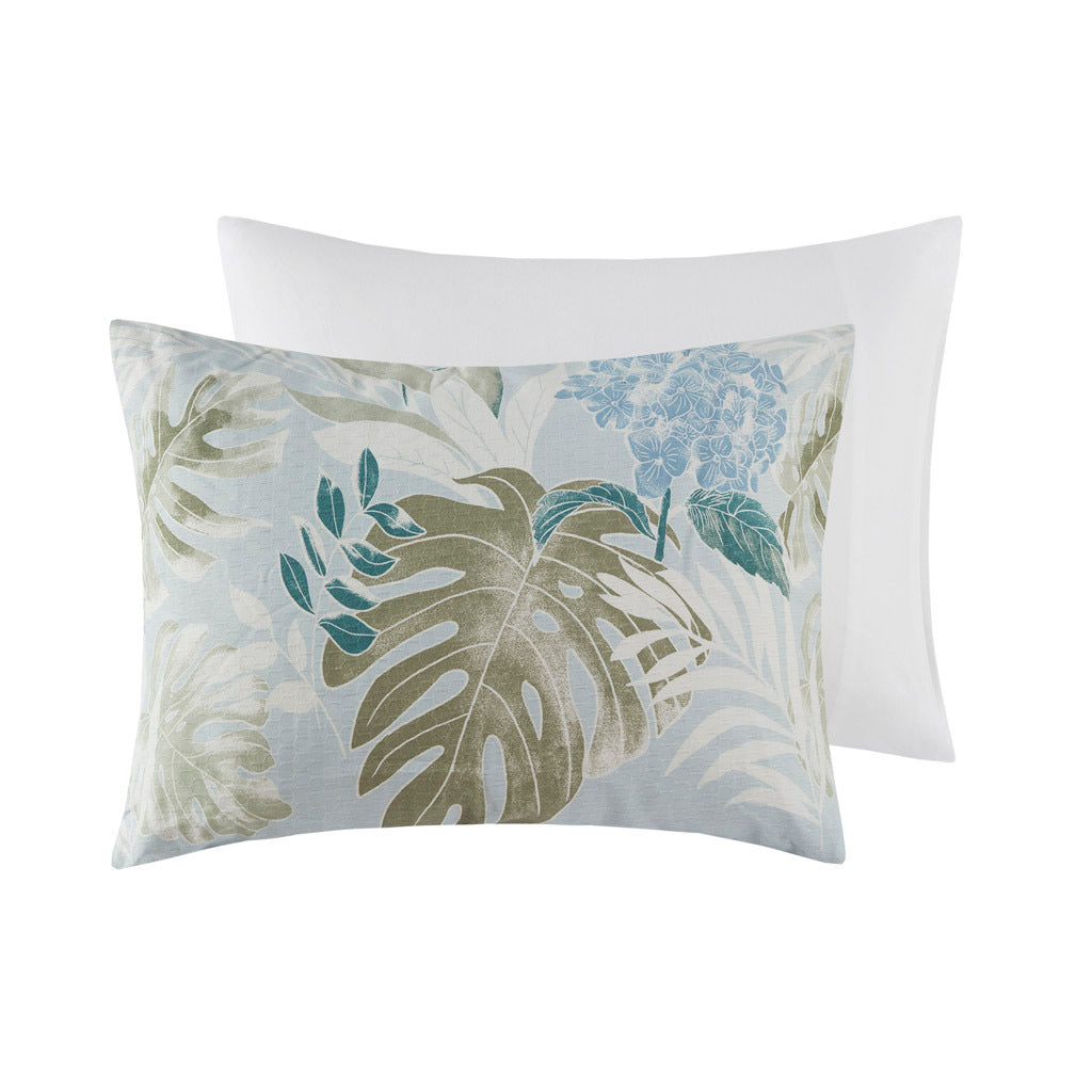 5 Piece Cotton Duvet Cover Set With Throw Pillow Blue Cotton
