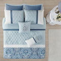 8 Piece Comforter Set Blue Polyester