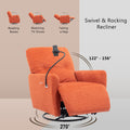 270 Degree Swivel Electric Recliner Home Theater Seating Single Reclining Sofa Rocking Motion Recliner With A Phone Holder For Living Room, Orange Orange Foam Polyester