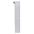 Queen Size Murphy Bed Wall Bed With Shelves And Led Lights,White White Solid Wood Mdf
