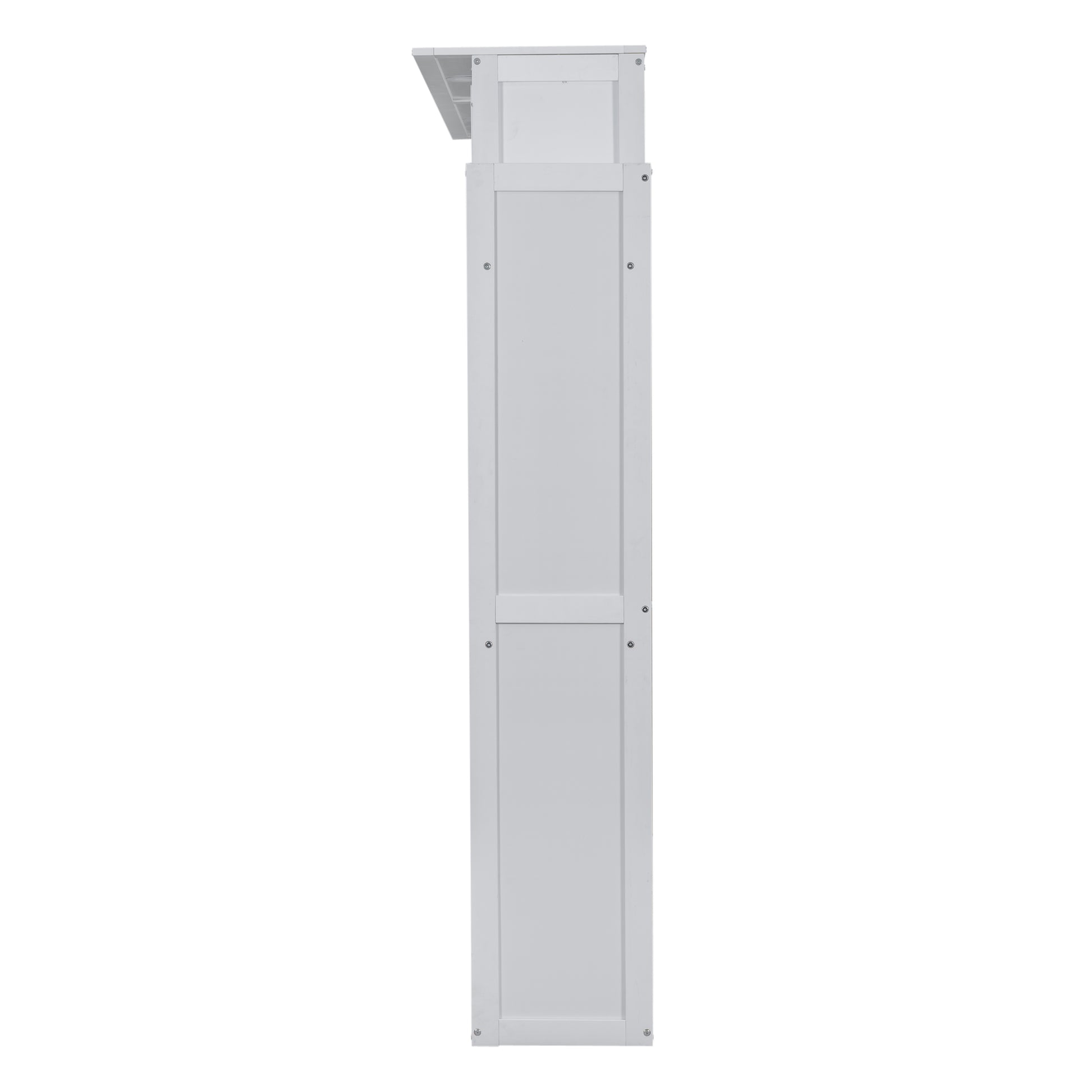 Queen Size Murphy Bed Wall Bed With Shelves And Led Lights,White White Solid Wood Mdf