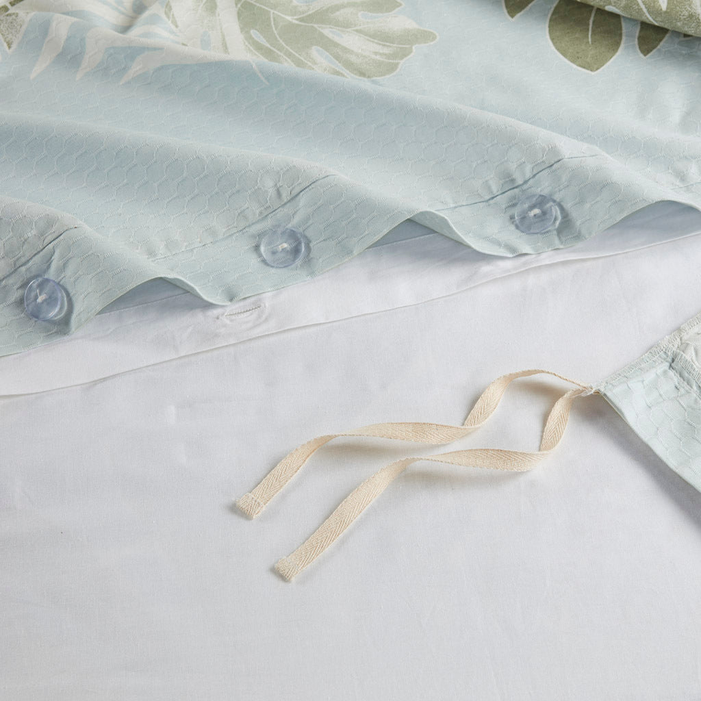 5 Piece Cotton Duvet Cover Set With Throw Pillow Blue Cotton