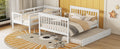 Twin Over Full Bunk Bed With Twin Size Trundle, Storage And Guard Rail For Bedroom, Dorm, For Adults, White Old Sku :Lt000119Aak Twin White Solid Wood