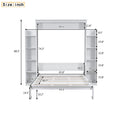 Queen Size Murphy Bed Wall Bed With Shelves And Led Lights,White White Solid Wood Mdf