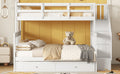 Twin Over Full Bunk Bed With Twin Size Trundle, Storage And Guard Rail For Bedroom, Dorm, For Adults, White Old Sku :Lt000119Aak Twin White Solid Wood