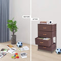 Fabric 4 Drawers Storage Organizer Unit Easy Assembly Vertical Dresser Storage Tower For Closet Bedroom Entryway Brown Brown Mdf Steel