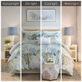 5 Piece Cotton Duvet Cover Set With Throw Pillow Blue Cotton