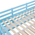 Full Over Full Castle Style Bunk Bed With 2 Drawers 3 Shelves And Slide Blue Blue Solid Wood