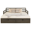 Grey 2 Drawer Daybed With Extension Trundle Box Spring Not Required Twin Xl Grey Wood Gray Bedroom Farmhouse,Rustic Pine Wood