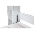 Queen Size Murphy Bed Wall Bed With Shelves And Led Lights,White White Solid Wood Mdf