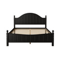 Traditional Concise Style Black Solid Wood Platform Bed, No Need Box Spring, Queen Black Wood