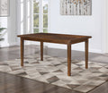 6 Piece Dining Set With Bench, Brown Cherry Brown Rubber Wood