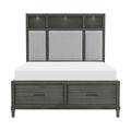 Gray Queen Platform Bed W Storage Drawers Upholstered Headboard Usb Ports Led Lights Bedroom Furniture Transitional Style Box Spring Not Required Queen Gray Wood Gray Bedroom Transitional Storage Included Wood