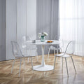 Dining Chair,Set Of 4,Metal Leg,Plastic Seat Antique White Iron Plastic