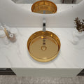 Ceramic Circular Vessel Bathroom Sink Art Sink Baa0014012Kk Golden Bathroom Ceramic