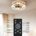 Caged Ceiling Fan With Lights Remote Control,Semi Embedded Modern Ceiling Fans, 6 Speeds Reversible Blades, 4 Led Bulbs Include White White Modern Abs Iron