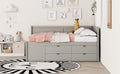 Full Size Daybed With Drawers And Shelves, Gray Full Gray Solid Wood