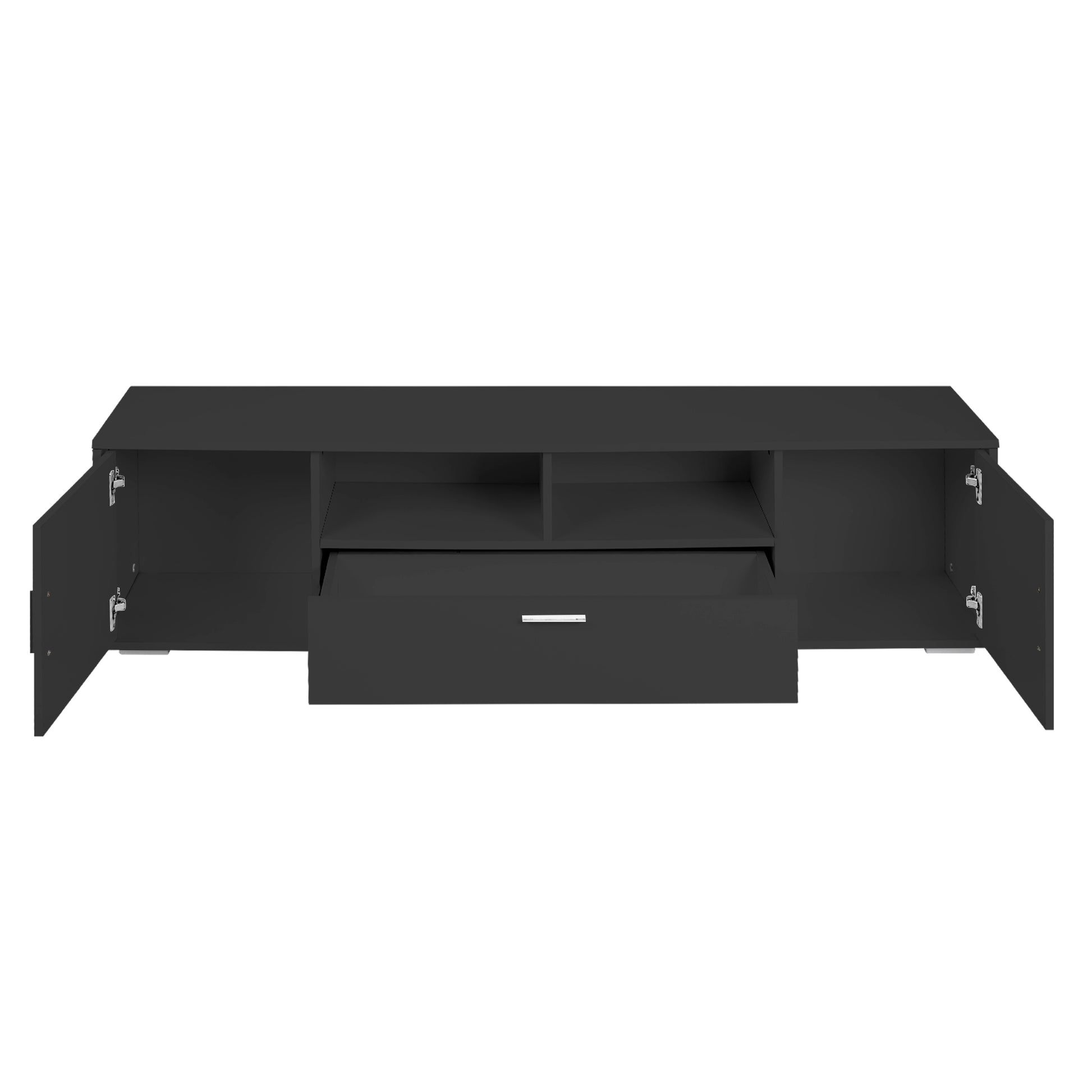 Modern Tv Stand With Led Lights Entertainment Center Tv Cabinet With Storage For Up To 75 Inch For Gaming Living Room Bedroom Black 70 79 Inches Particle Board