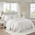 3 Piece Reversible Soped Edge Quilt Set White Microfiber