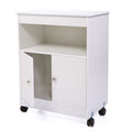 Wood Kitchen Microwave Cabinet Cart With 4 Universal Wheels And Roomy Inner Space For Home Use, White White Mdf