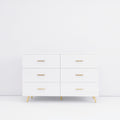 High Glossy Surface 6 Drawers Chest Of Drawer With Golden Handle And Golden Steel Legs White Color Vanity White Bedroom Modern Engineered Wood