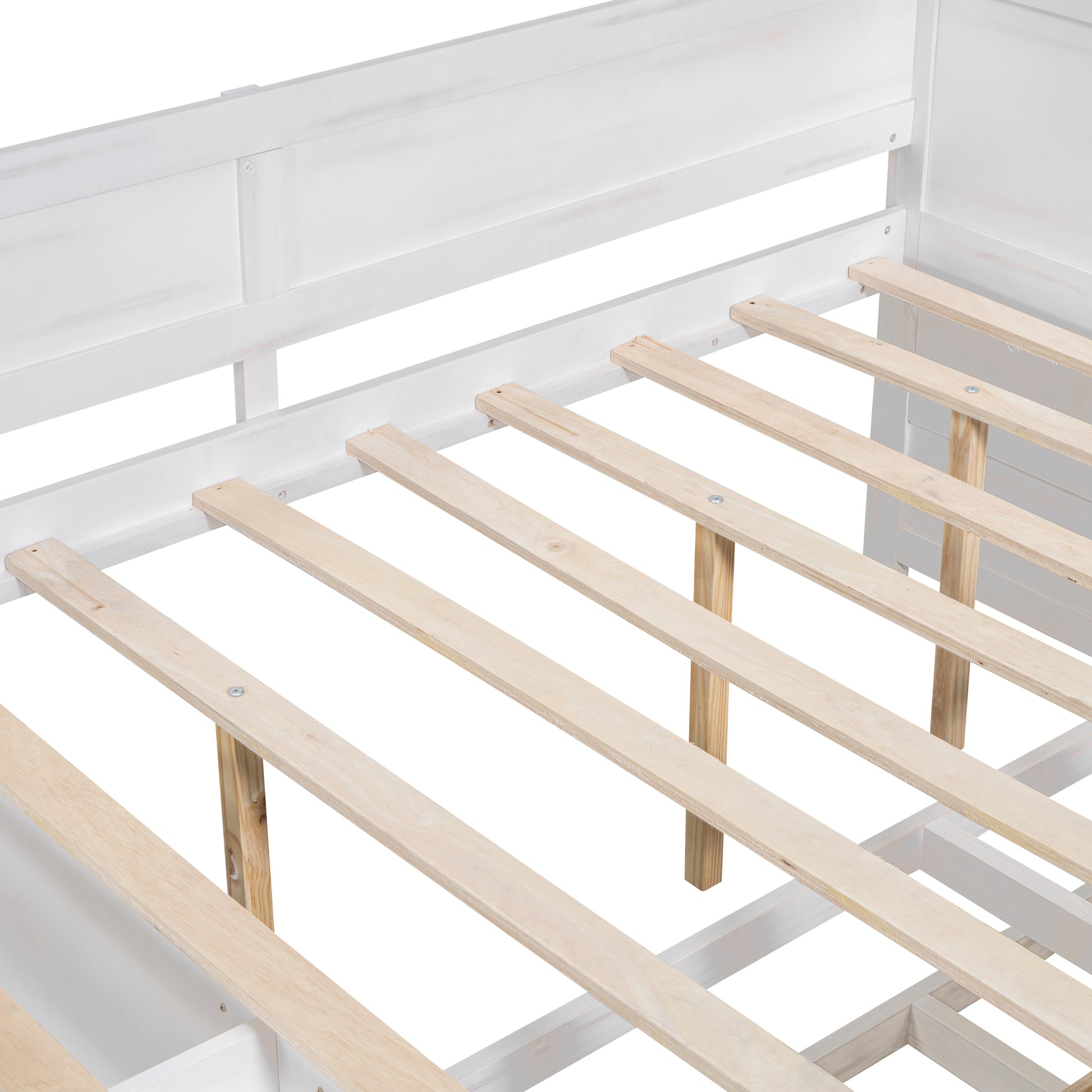 Full Size Daybed With Drawers And Shelves, White Full White Solid Wood