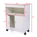 Wood Kitchen Microwave Cabinet Cart With 4 Universal Wheels And Roomy Inner Space For Home Use, White White Mdf