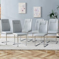 Equipped With Faux Leather Cushioned Seats Living Room Chairs With Metal Legs, Suitable For Kitchen, Living Room, Bedroom, And Dining Room Side Chairs, Set Of 6 Light Gray Pu Leather Light Gray Pu