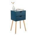 Set Of 2 Nightstand With 2 Drawers, Mid Century Wood Bedside Table For Bedrooms Living Rooms, Sofa Side End Table, Blue Blue Mdf