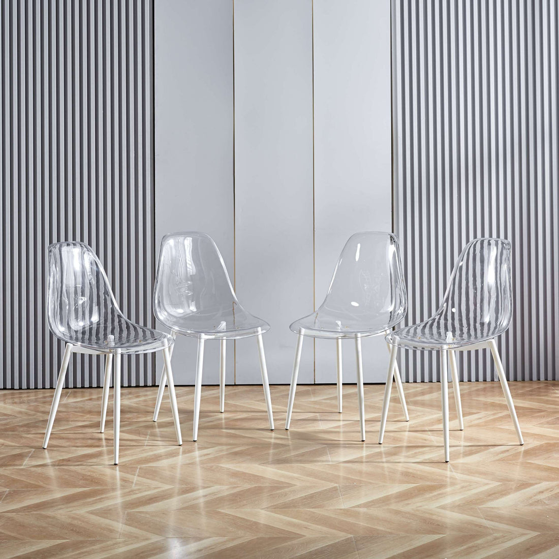 Dining Chair,Set Of 4,Metal Leg,Plastic Seat Antique White Iron Plastic